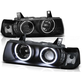 Kit fari anteriori con CCFL Angel Eyes per BMW 3 E36 12.1990-08.1999 berlina/compatto/wagon, sinistro e destro tuning