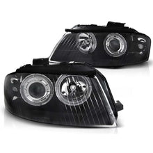 Carica l'immagine nel visualizzatore di Gallery, Kit fari anteriori con lampade alogene Angel Eyes per Audi A3 8P 05.2003-03.2008 3D/5D, sinistro e destro tuning