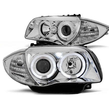 Carica l'immagine nel visualizzatore di Gallery, Kit fari anteriori con lampade alogene Angel Eyes per BMW 1 E81 2004-2011 / E82 2007-2011 / E87 2004-2011 / E88