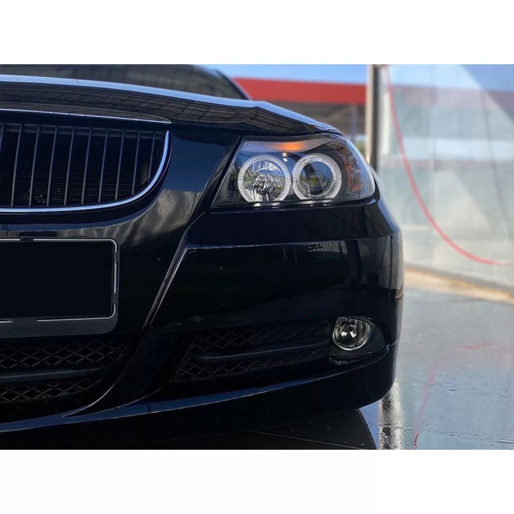 Kit fari anteriori con lampade alogene Angel Eyes per BMW 3 E90/E91 03.2005-08.2008, sinistro e destro tuning