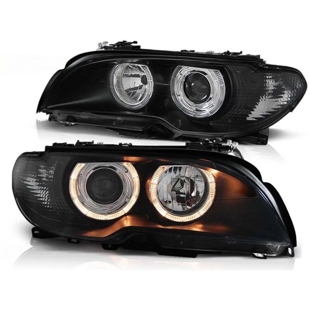 Kit fari anteriori con lampade alogene Angel Eyes per BMW 3 E46 04.2003-2006 coupe/cabriolet, sinistro e destro tuning