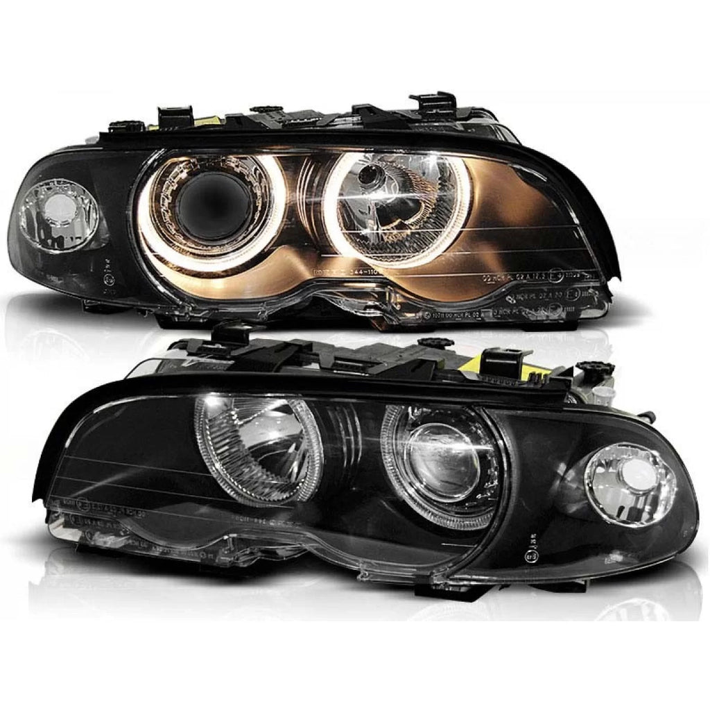 Kit fari anteriori con lampade alogene Angel Eyes per BMW 3 E46 04.1999-03.2001 coupe/cabriolet, sinistro e destro