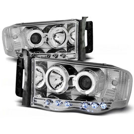 Kit fari anteriori con lampade alogene Angel Eyes per Dodge RAM 2002-2006, sinistro e destro tuning