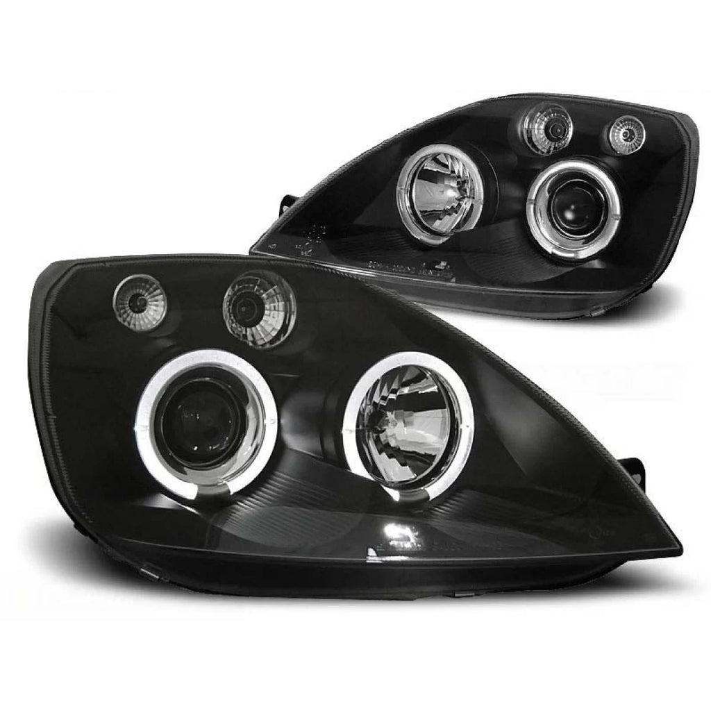 Kit fari anteriori con lampade alogene Angel Eyes per Ford FIESTA MK6 05.2002-08.2005, sinistro e destro tuning