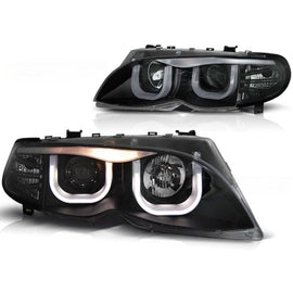 Set fari anteriori con 3D LED Angel Eyes per BMW 3 E46 09.2001-03.2005 berlina/wagon, sinistro e destro tuning