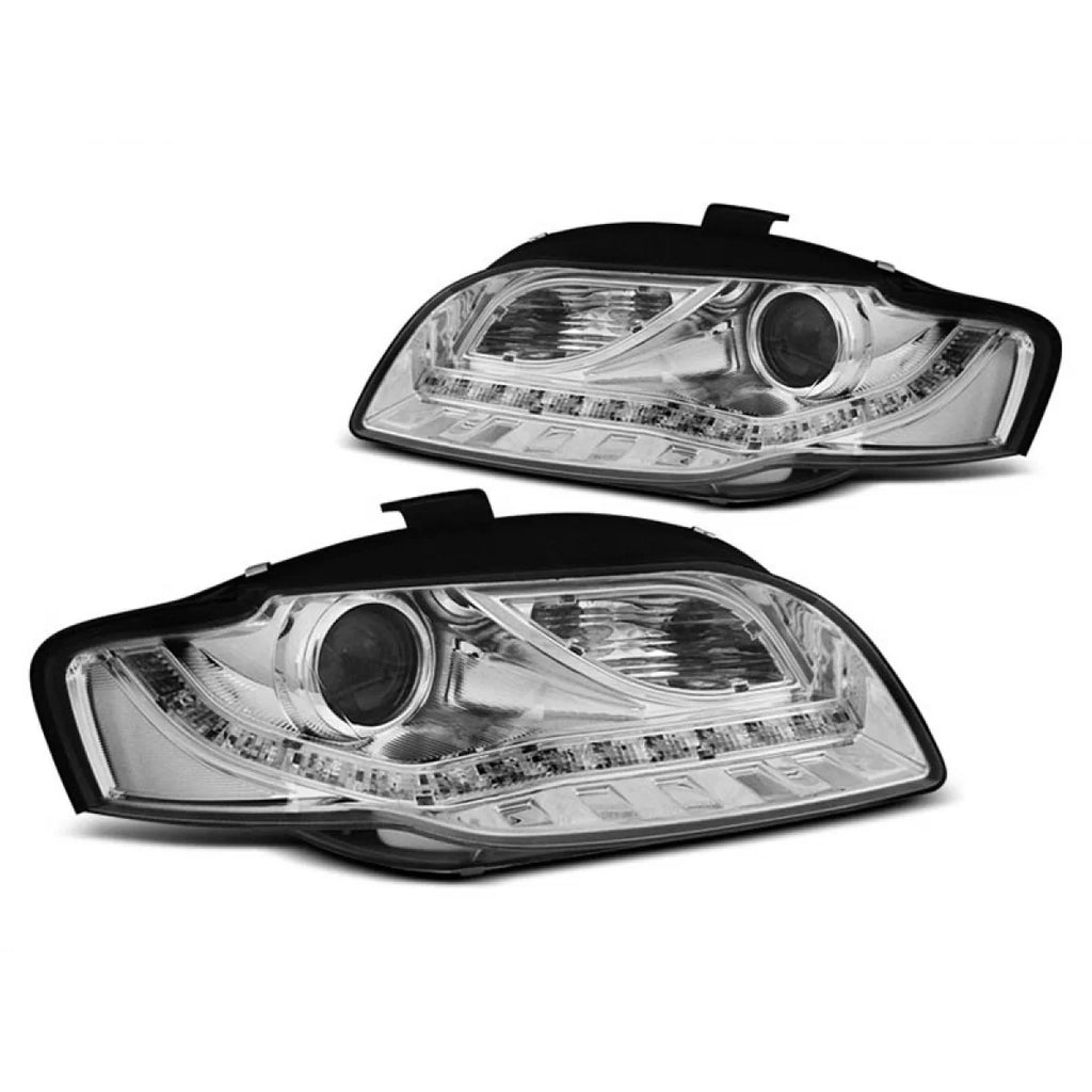 Set fari anteriori per Audi A4 B7 2004-2008 con cromato base, sinistro e destro tuning