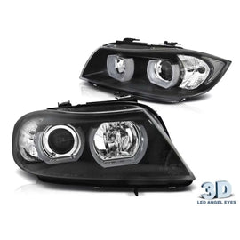 Set fari anteriori per BMW Serie 3 E90, E91 2005-2008 con nero base, sinistro e destro tuning
