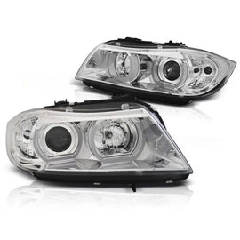 Set fari anteriori per BMW Serie 3 E90/E91 03.2005-08.2008 con cromato base, sinistro e destro tuning