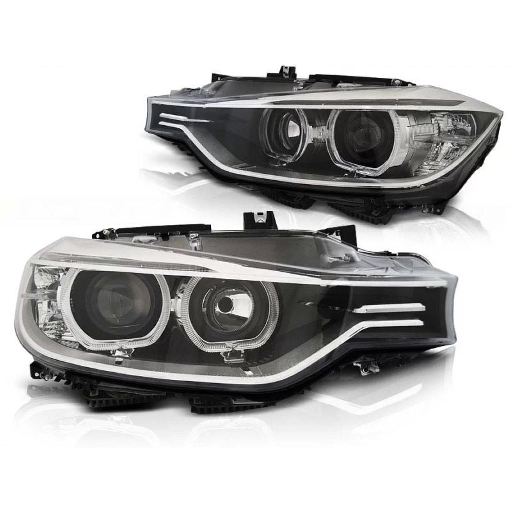 Set fari anteriori per BMW Serie 3 F30, F31 10.2011-05.2015 con nero base, sinistro e destro tuning
