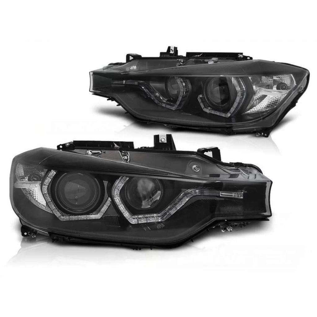 Set fari anteriori per BMW Serie 3 F30/F31 10.2011-05.2015 con nero base, sinistro e destro tuning