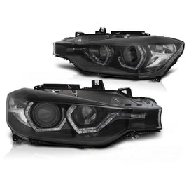 Set fari anteriori per BMW Serie 3 F30/F31 10.2011-05.2015 con nero base, sinistro e destro tuning