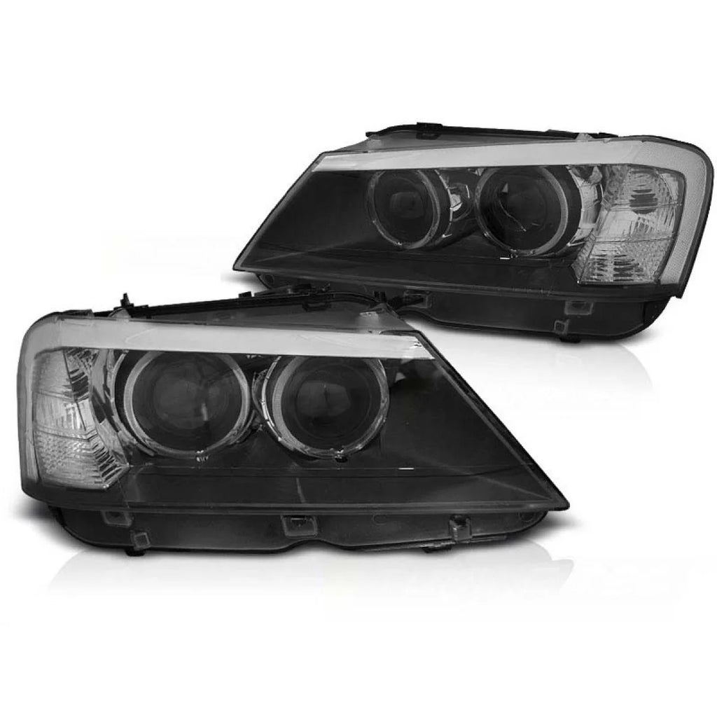 Set fari anteriori per BMW X3 F25 2010-07.2014 con nero base, sinistro e destro tuning