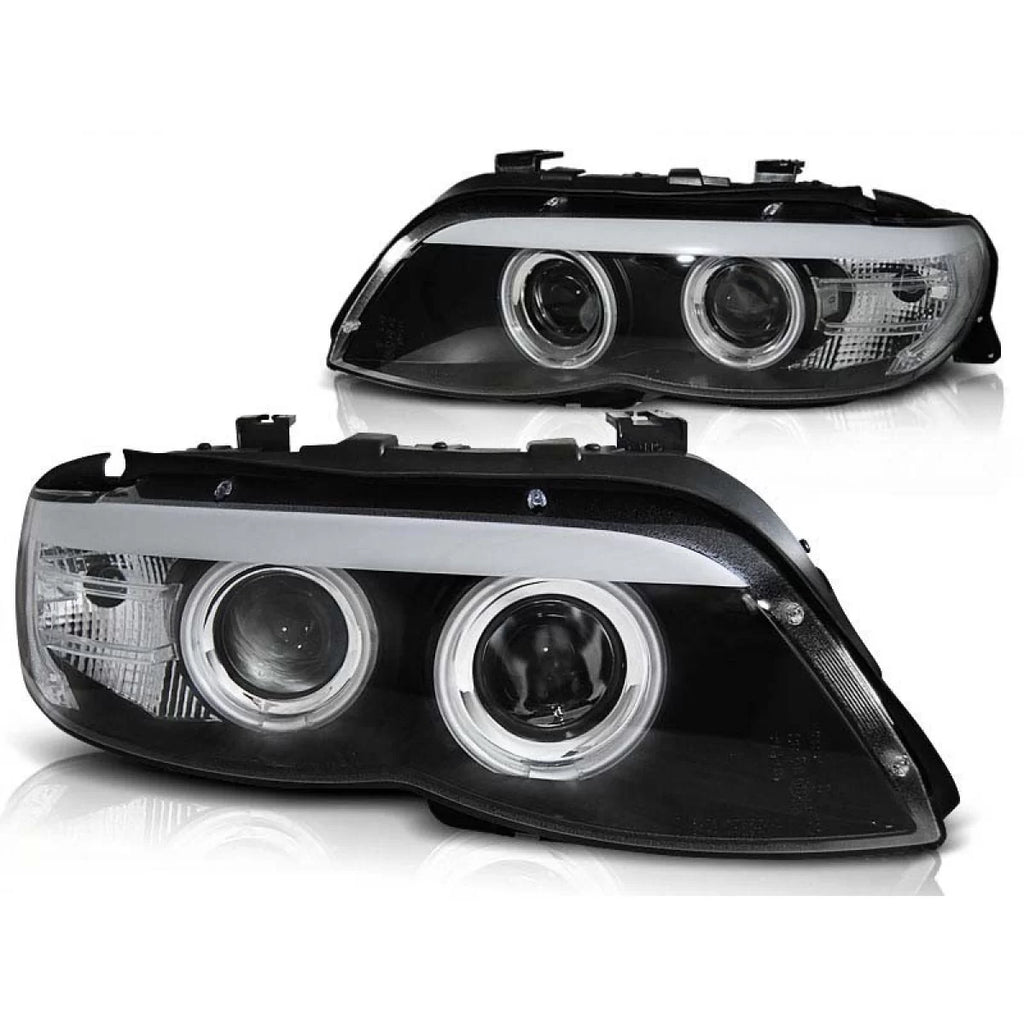 Set fari anteriori con CCFL Angel Eyes e striscia LED per BMW X5 E53 11.2003-2006, sinistro e destro tuning