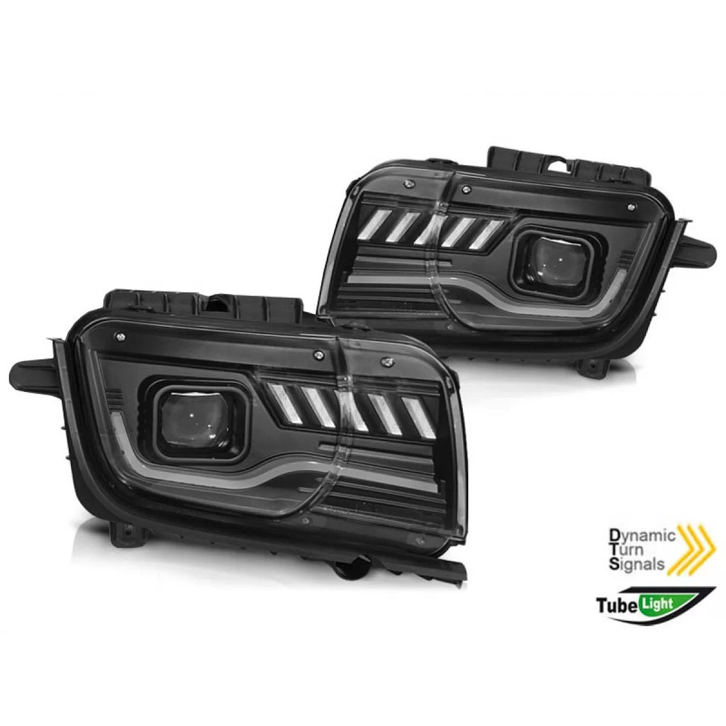 Set fari anteriori per Chevrolet Camaro 2009-2013 nero base con dinamico Indicatore di direzione, sinistro e destro