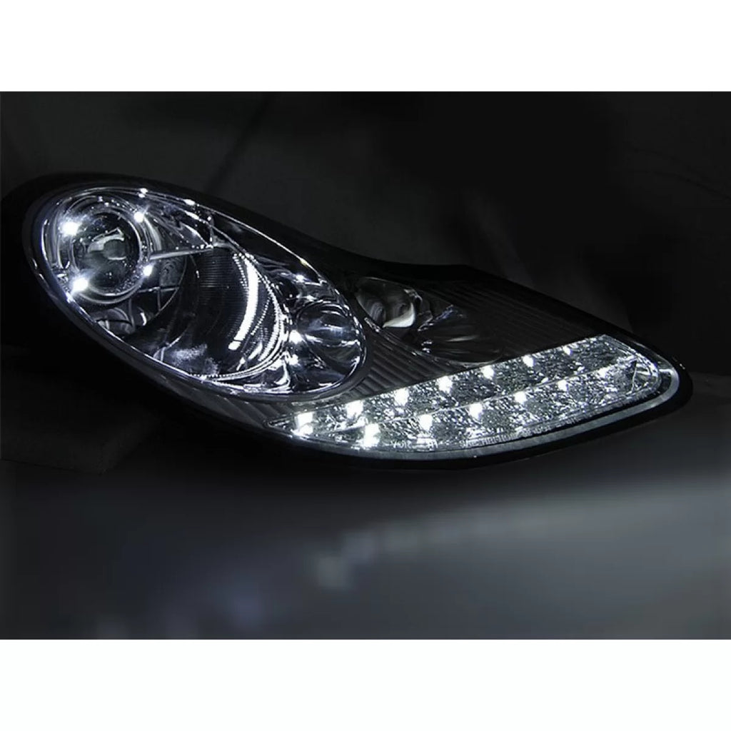 Set fari anteriori con DRL per Porsche Boxster 986, 911 Carrera 996 1996-2001 con nero base, sinistro e destro tuning
