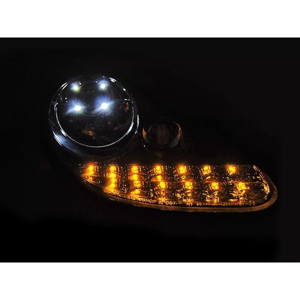 Set fari anteriori con DRL per Porsche Boxster 986, 911 Carrera 996 1996-2001 con cromato base, sinistro e destro tuning