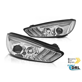 Set fari anteriori per Ford Focus MK3 2015-2018 con cromato base, sinistro e destro tuning