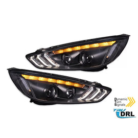 Set fari anteriori per Ford Focus MK3 2015-2018 con nero base, sinistro e destro tuning