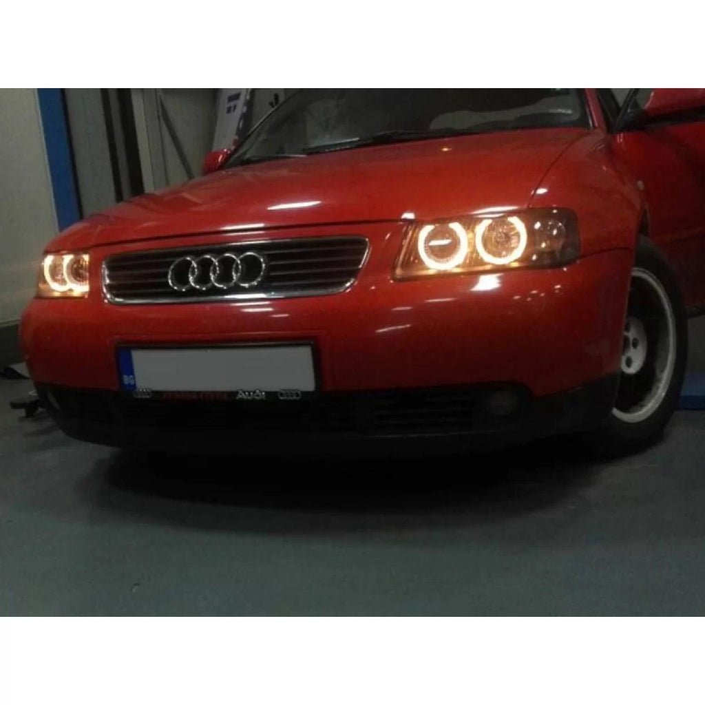 Set fari anteriori con lampade alogene Angel Eyes per Audi A3 09.2000-05.2003, sinistro e destro tuning