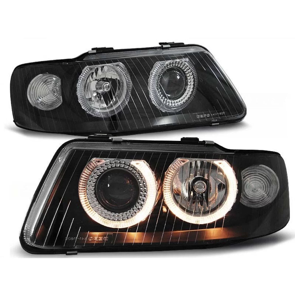 Set fari anteriori con lampade alogene Angel Eyes per Audi A3 09.2000-05.2003, sinistro e destro tuning