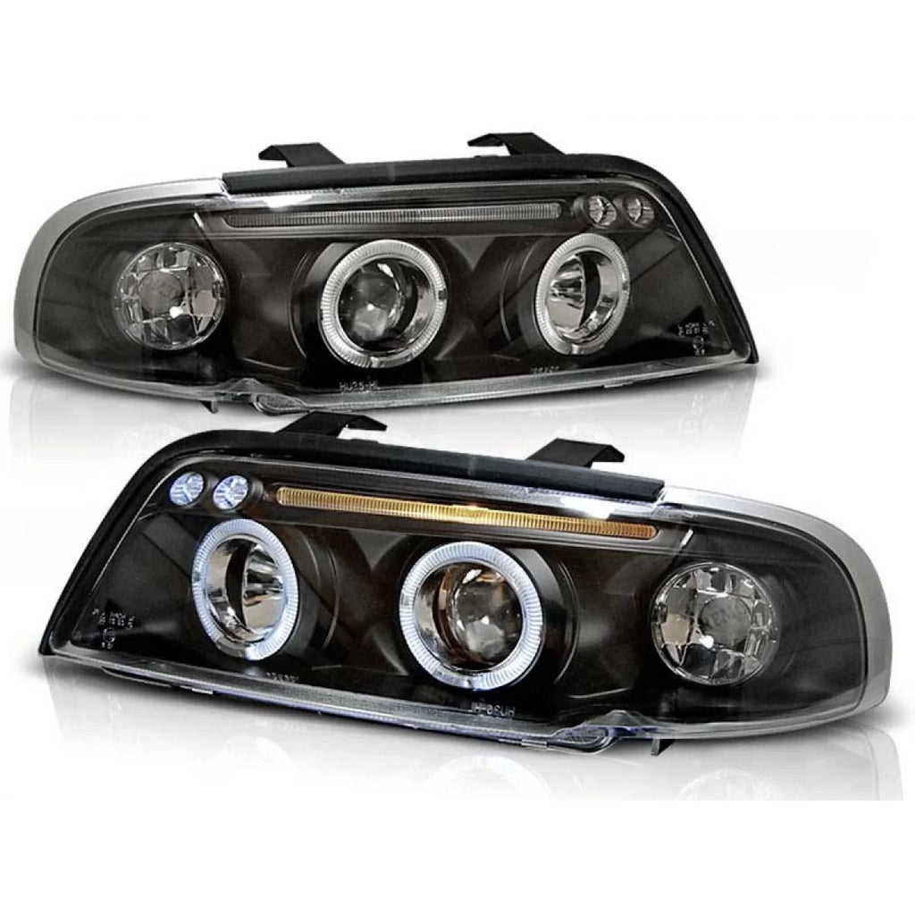 Set fari anteriori con lampade alogene Angel Eyes per Audi A4 B5 11.1994-12.1998 berlina/wagon, sinistro e destro tuning