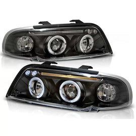 Set fari anteriori con lampade alogene Angel Eyes per Audi A4 B5 11.1994-12.1998 berlina/wagon, sinistro e destro tuning