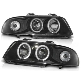 Set fari anteriori con lampade alogene Angel Eyes per Audi A4 B5 11.1994-12.1998 berlina/wagon, sinistro e destro tuning