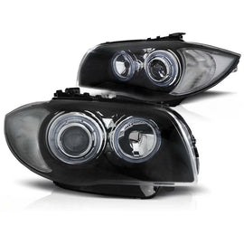 Set fari anteriori con lampade alogene Angel Eyes per BMW 1 E81 2004-2011 / E82 2007-2011 / E87 2004-2011 / E88