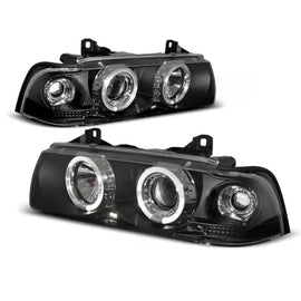 Set fari anteriori con lampade alogene Angel Eyes per BMW 3 E36 12.1990-08.1999 berlina/compatto/wagon, sinistro