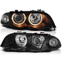 Set fari anteriori con lampade alogene Angel Eyes per BMW 3 E46 05.1998-08.2001 berlina/wagon, sinistro e destro tuning