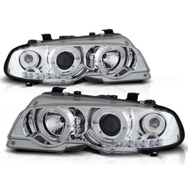 Set fari anteriori con lampade alogene Angel Eyes per BMW 3 E46 04.1999-03.2003 coupe/cabriolet, sinistro e destro