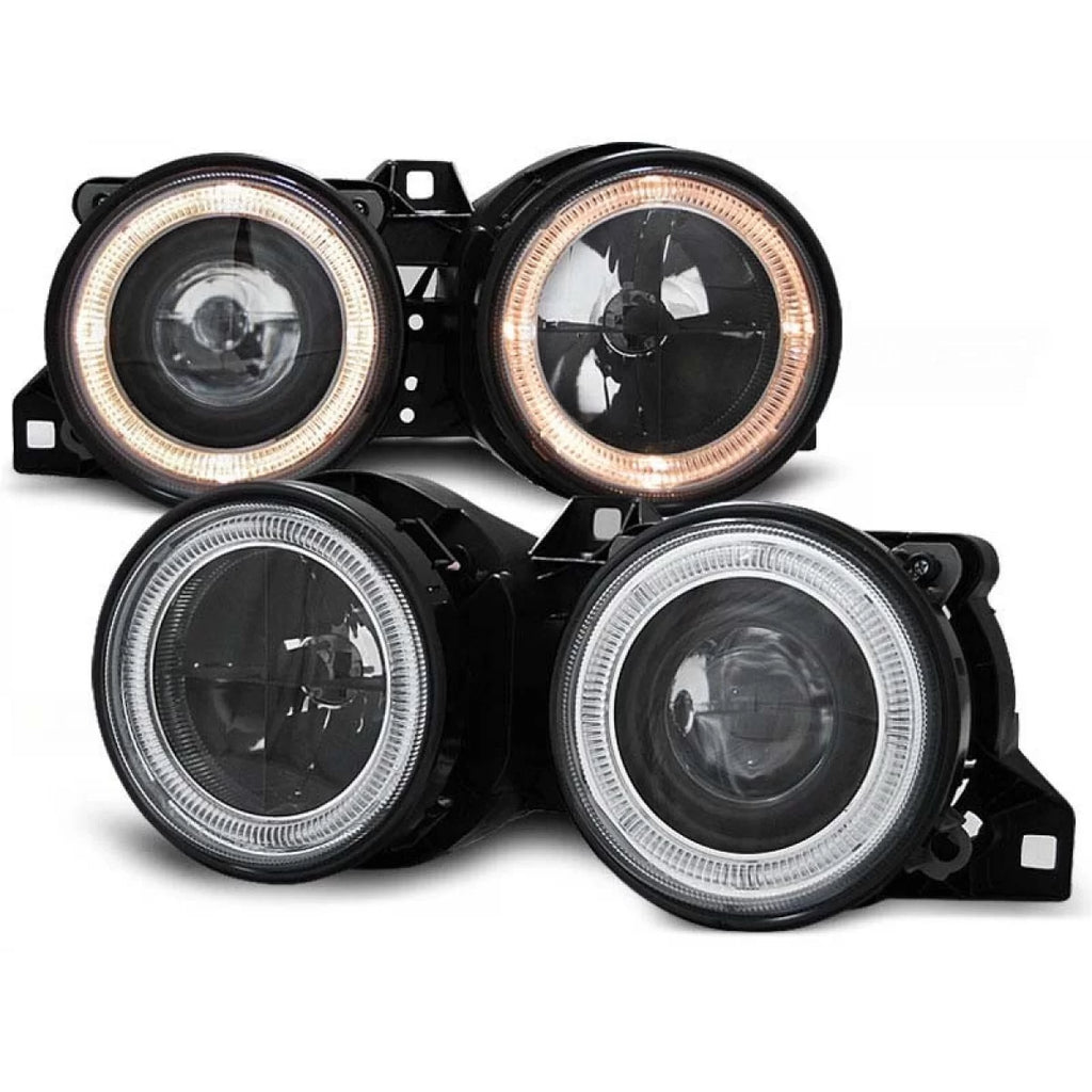 Set fari anteriori con lampade alogene Angel Eyes per BMW 3 E30 11.1982-06.1994 berlina/coupe/cabriolet/station wagon
