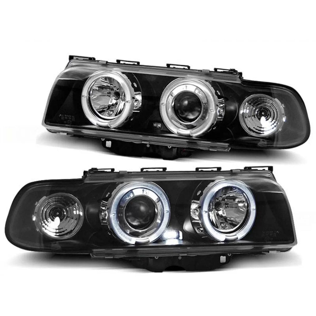 Set fari anteriori con lampade alogene Angel Eyes per BMW 7 E38 6.1994 – 8.1998, sinistro e destro tuning