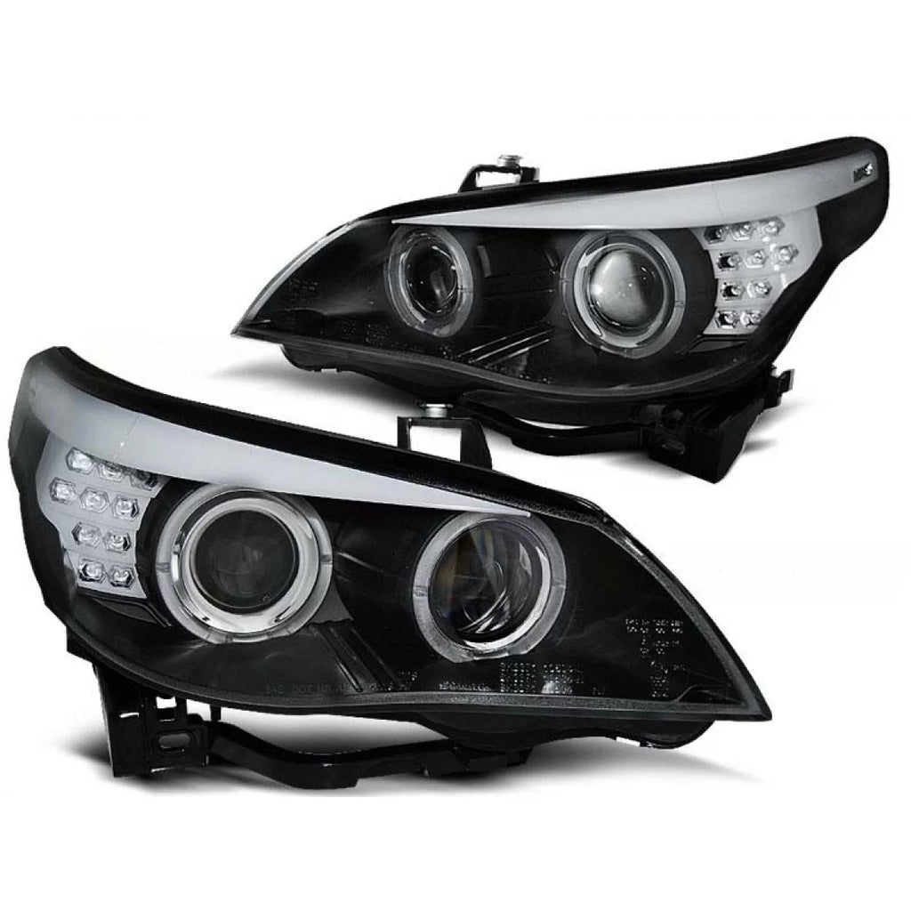 Set fari anteriori con lampade alogene Angel Eyes per BMW E60/E61 2003-2007, sinistro e destro tuning