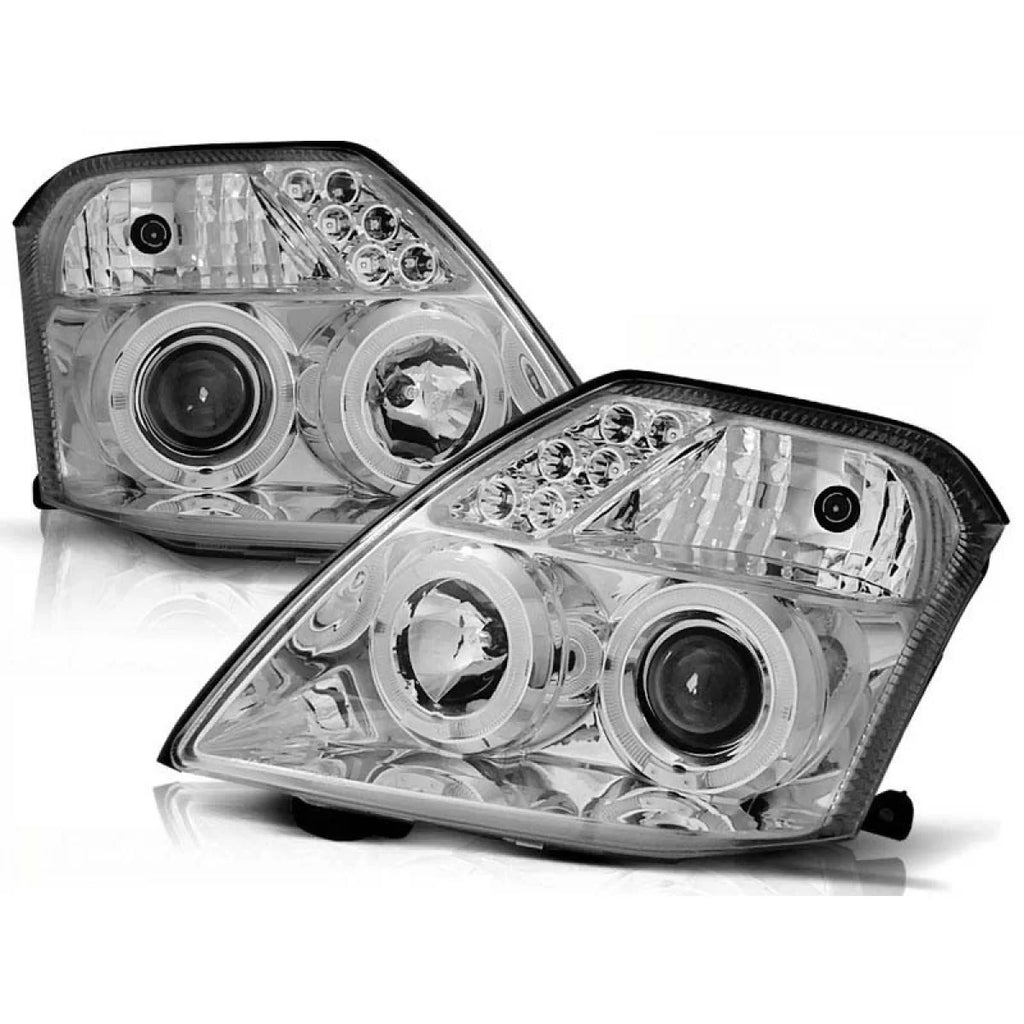 Set fari anteriori con lampade alogene Angel Eyes per Citroen C2 09.2003-2010, sinistro e destro tuning