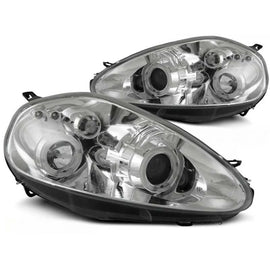 Set fari anteriori con lampade alogene Angel Eyes per Fiat GRANDE PUNTO 09.2005-2008, sinistro e destro tuning