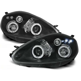 Set fari anteriori con lampade alogene Angel Eyes per Fiat GRANDE PUNTO 09.2005-2008, sinistro e destro tuning