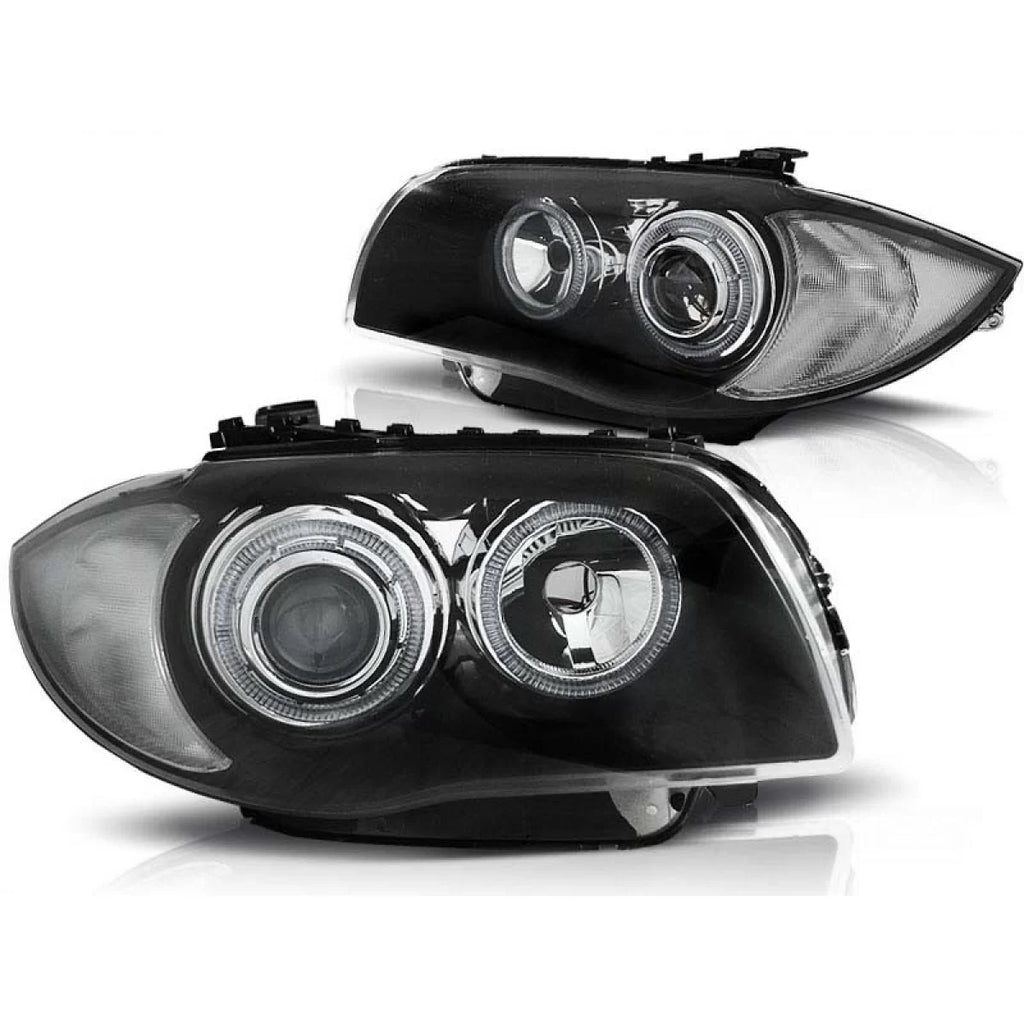 Set fari anteriori con LED Angel Eyes per BMW 1 E81 2004-2011 / E82 2007-2011 / E87 2004-2011 / E88 2007-2013, sinistro