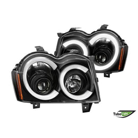 Set fari anteriori con LED luci per Jeep Grand Cherokee 2005-2008 con nero base, sinistro e destro tuning
