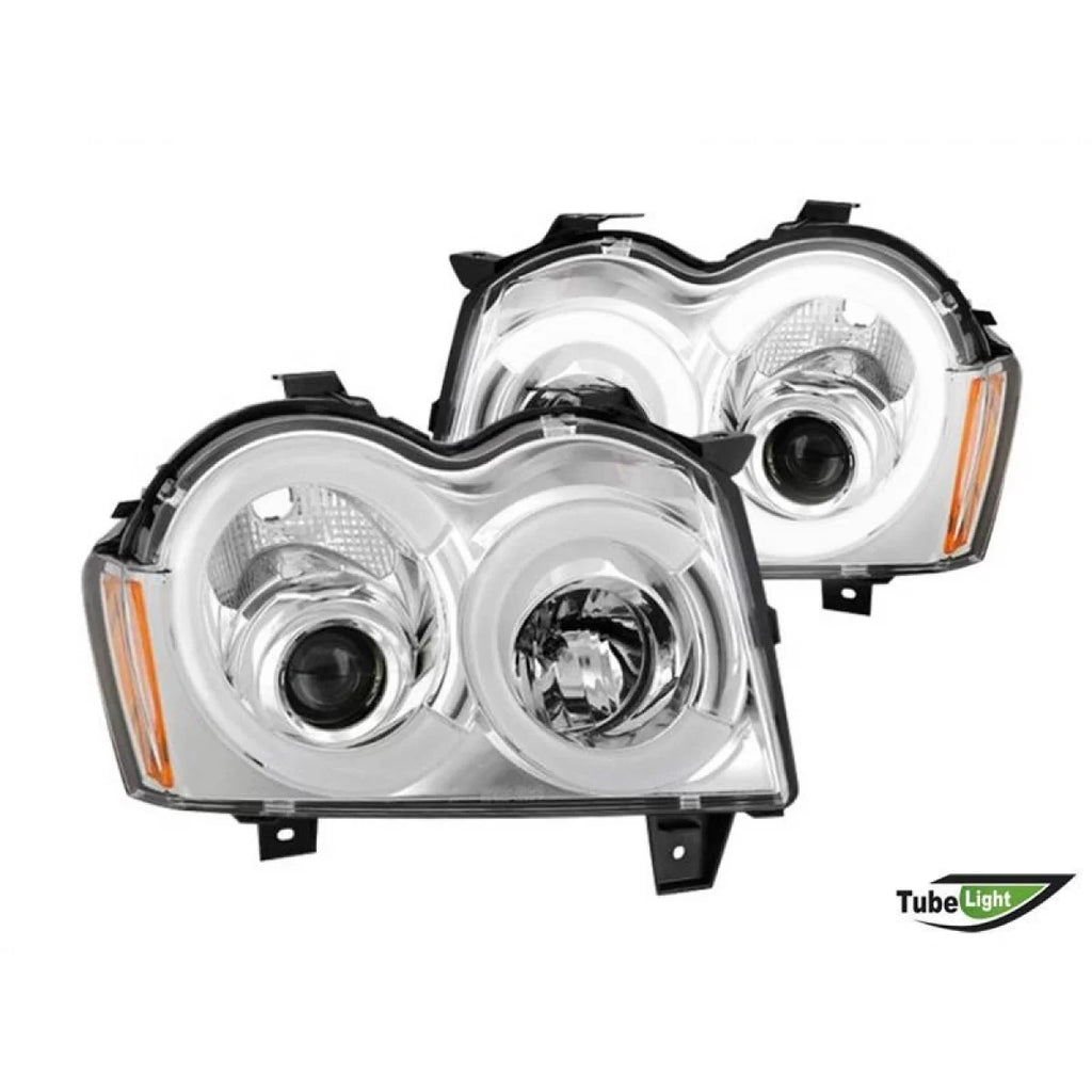 Set fari anteriori con LED luci per Jeep Grand Cherokee 2005-2008 con cromato base, sinistro e destro tuning