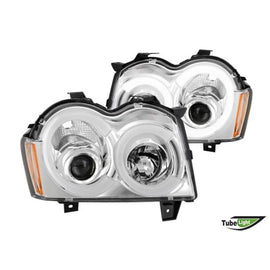 Set fari anteriori con LED luci per Jeep Grand Cherokee 2005-2008 con cromato base, sinistro e destro tuning