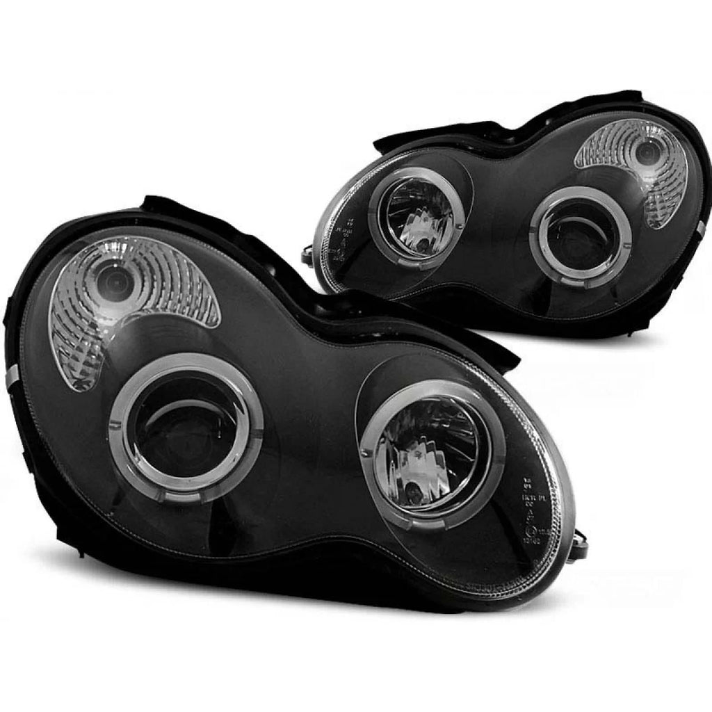 Set fari anteriori per Mercedes Classe C W203 2000-2004, con nero base, sinistro e destro tuning