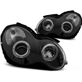 Set fari anteriori per Mercedes Classe C W203 2000-2004, con nero base, sinistro e destro tuning