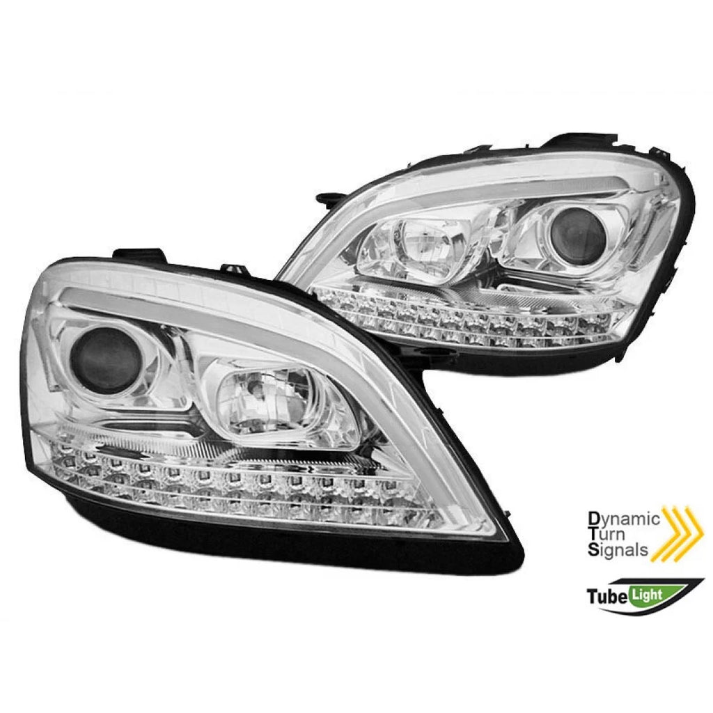 Set fari anteriori per Mercedes ML W164 2005-2008 con cromato base, sinistro e destro tuning