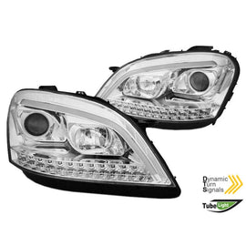 Set fari anteriori per Mercedes ML W164 2005-2008 con cromato base, sinistro e destro tuning