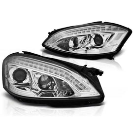 Set fari anteriori per Mercedes Classe S W221 2005-2009 con cromato base, sinistro e destro tuning