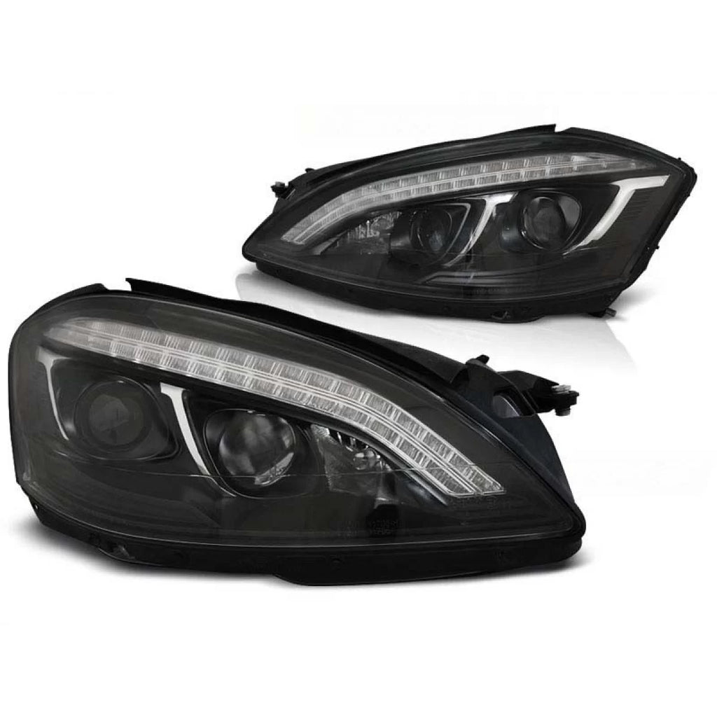 Set fari anteriori per Mercedes Classe S W221 2005-2009 con nero base, sinistro e destro tuning