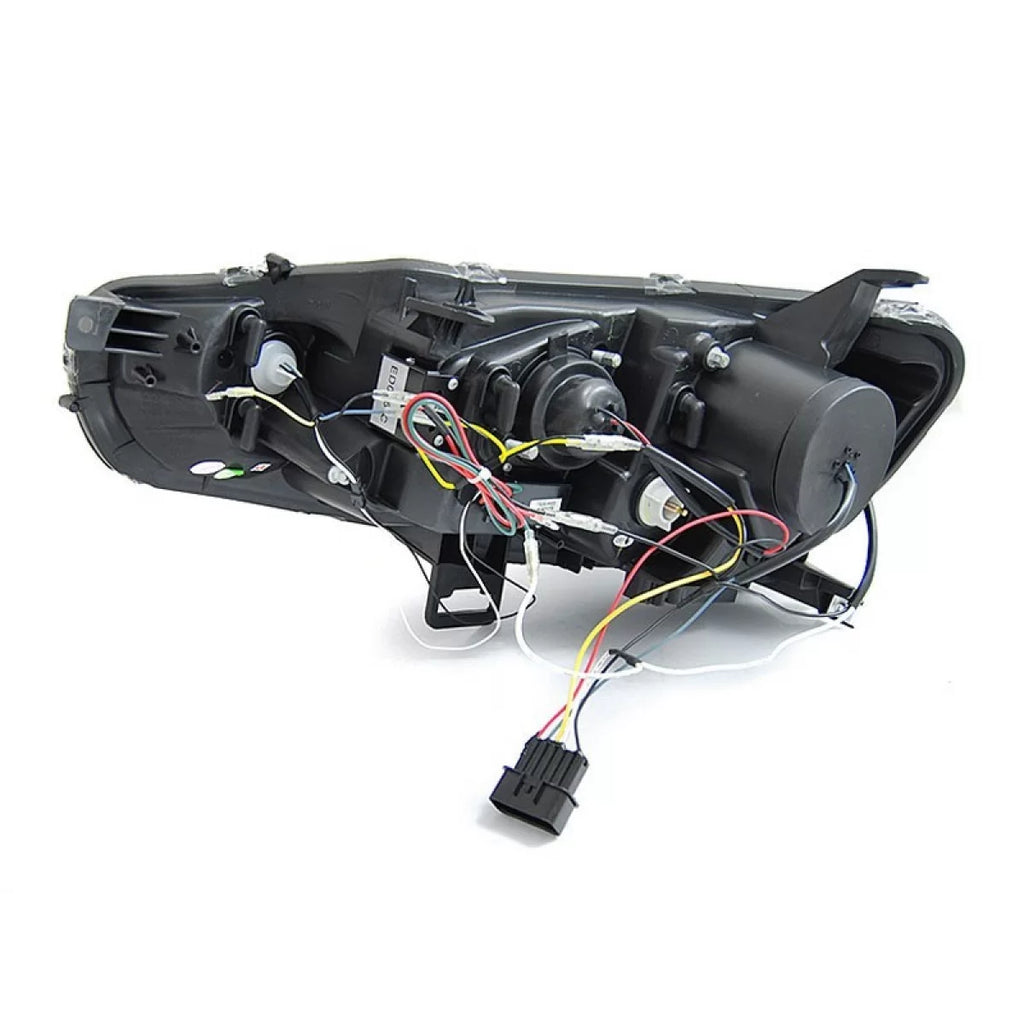 Set fari anteriori per Mitsubishi Lancer 2008-2016 nero base con dinamico Indicatore di direzione, sinistro e destro
