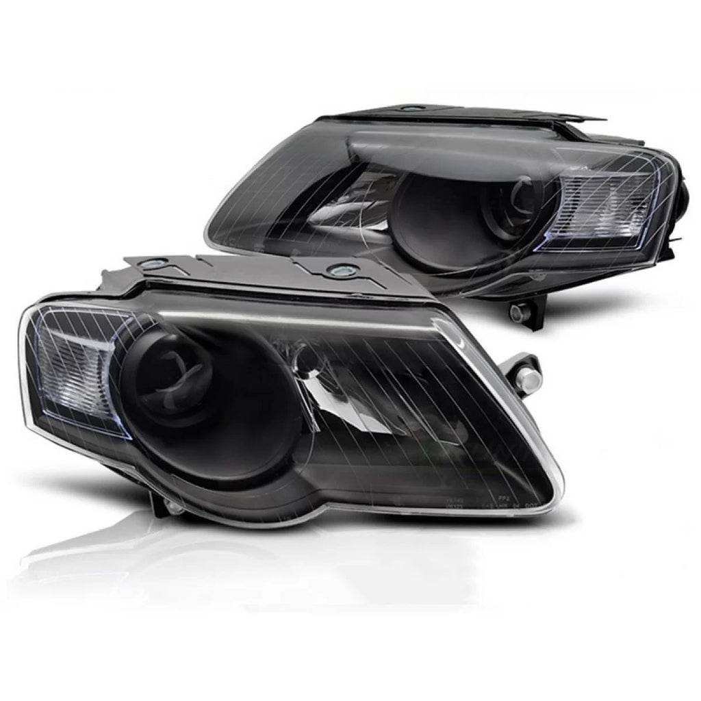 Set fari anteriori per Volkswagen Passat B6 2005-2010 con nero base, sinistro e destro tuning