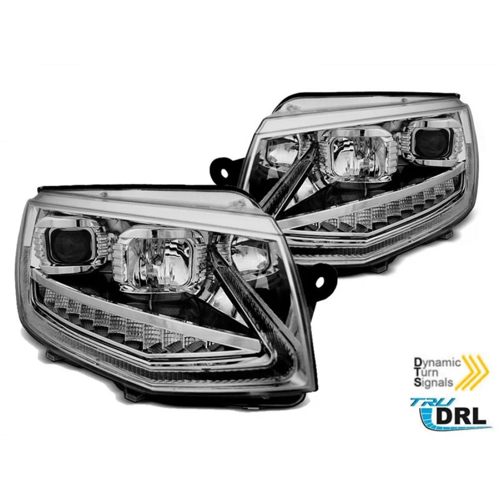 Set fari anteriori per VW T6 dal 2015 con cromato base, sinistro e destro tuning